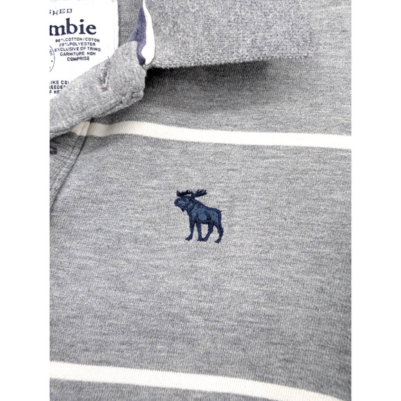 Abercrombie & Fitch Gray Striped Collared Rugby Long Sleeve Polo Shirt XL Preppy - Picture 4 of 9